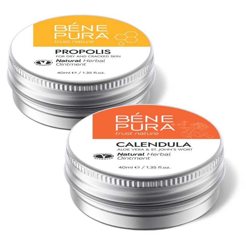 Sügeluse Salv koos 30% Taruvaik ja Põletus- ja haavasalv Saialille, Aloe Vera ja Naistepunaga - GMC