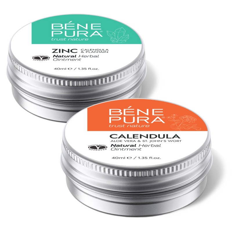 Sügeluse Salv koos Tsinkoksiidi ja Põletus- ja haavasalv Saialille, Aloe Vera ja Naistepunaga - GMC