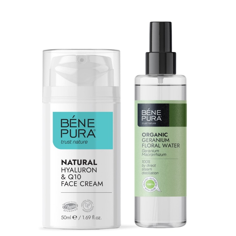 Hyaluron & Q10 Näokreem ja Bio Geraniumi Lillevesi - GMC