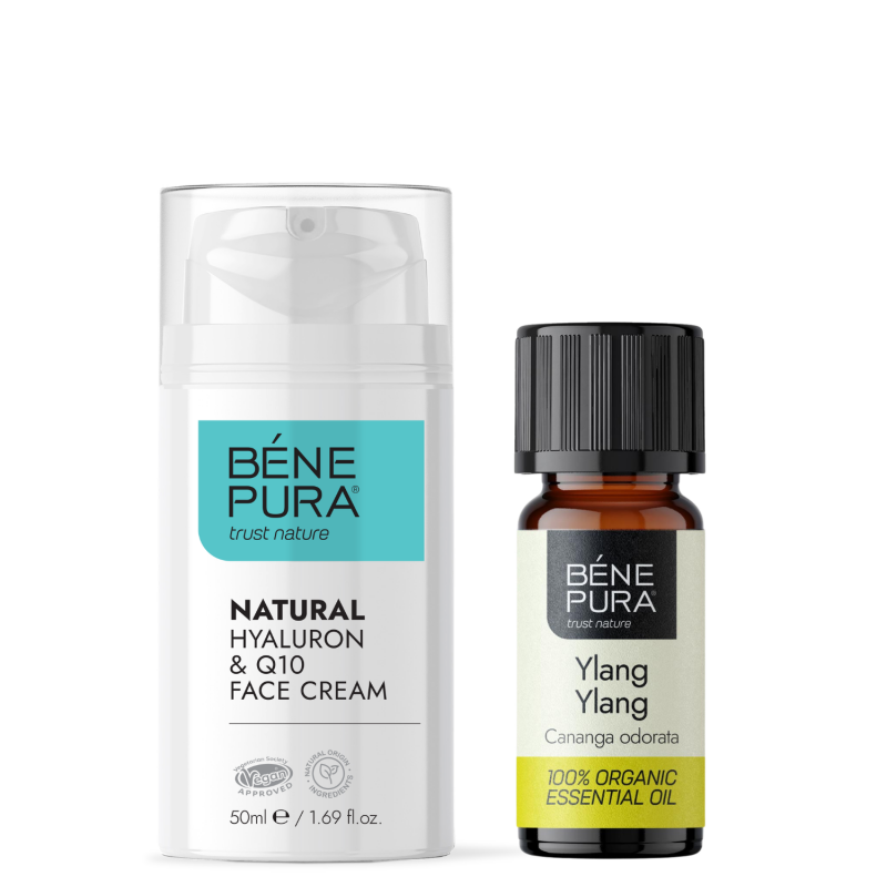 Hyaluron & Q10 Näokreem ja Bio Ylang-ylang Eeterlik õli - Kortsudevastased kreemid
