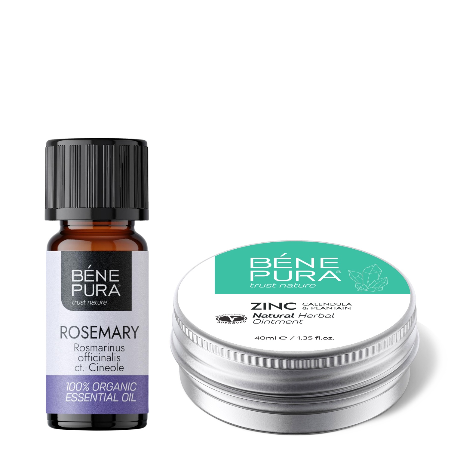 Sügeluse Salv koos Tsinkoksiidi ja Bio Rosmariin Cineole Eeterlik õli