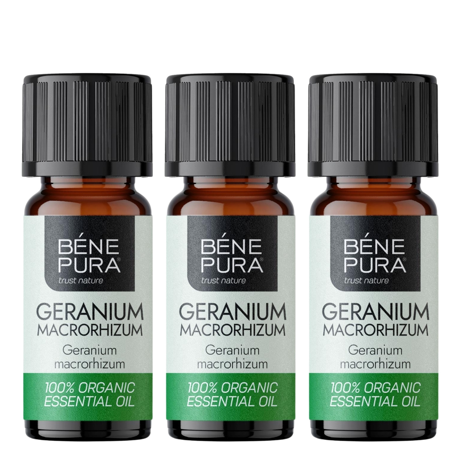 3x Bio Geranium Eeterlik õli - 10ml - Benepura.ee 3x Bio Geranium Eeterlik õli - 10ml
