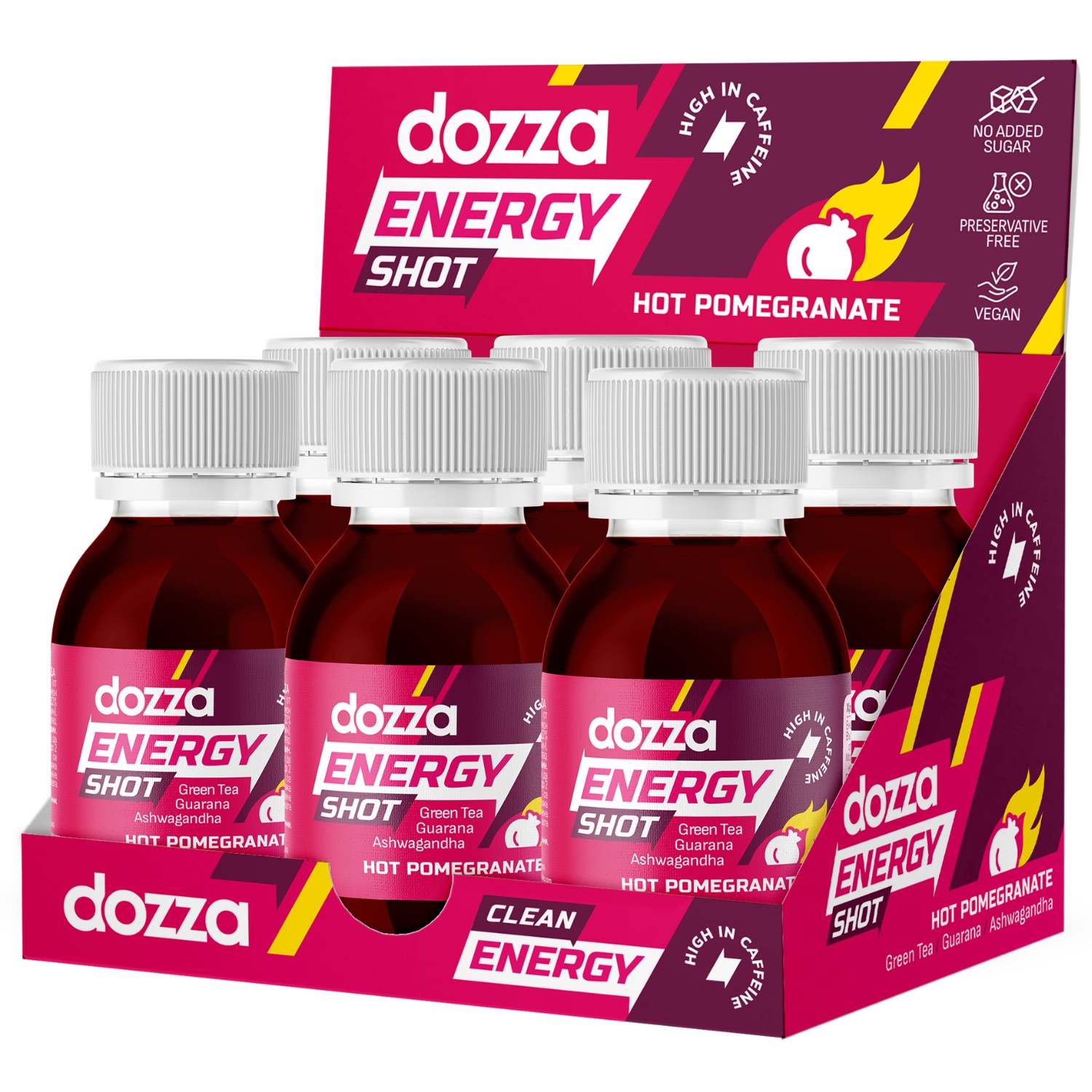 6x Pack DOZZA Energy Hot Pomegranate Energy shot - 60ml - Toote võrdlus