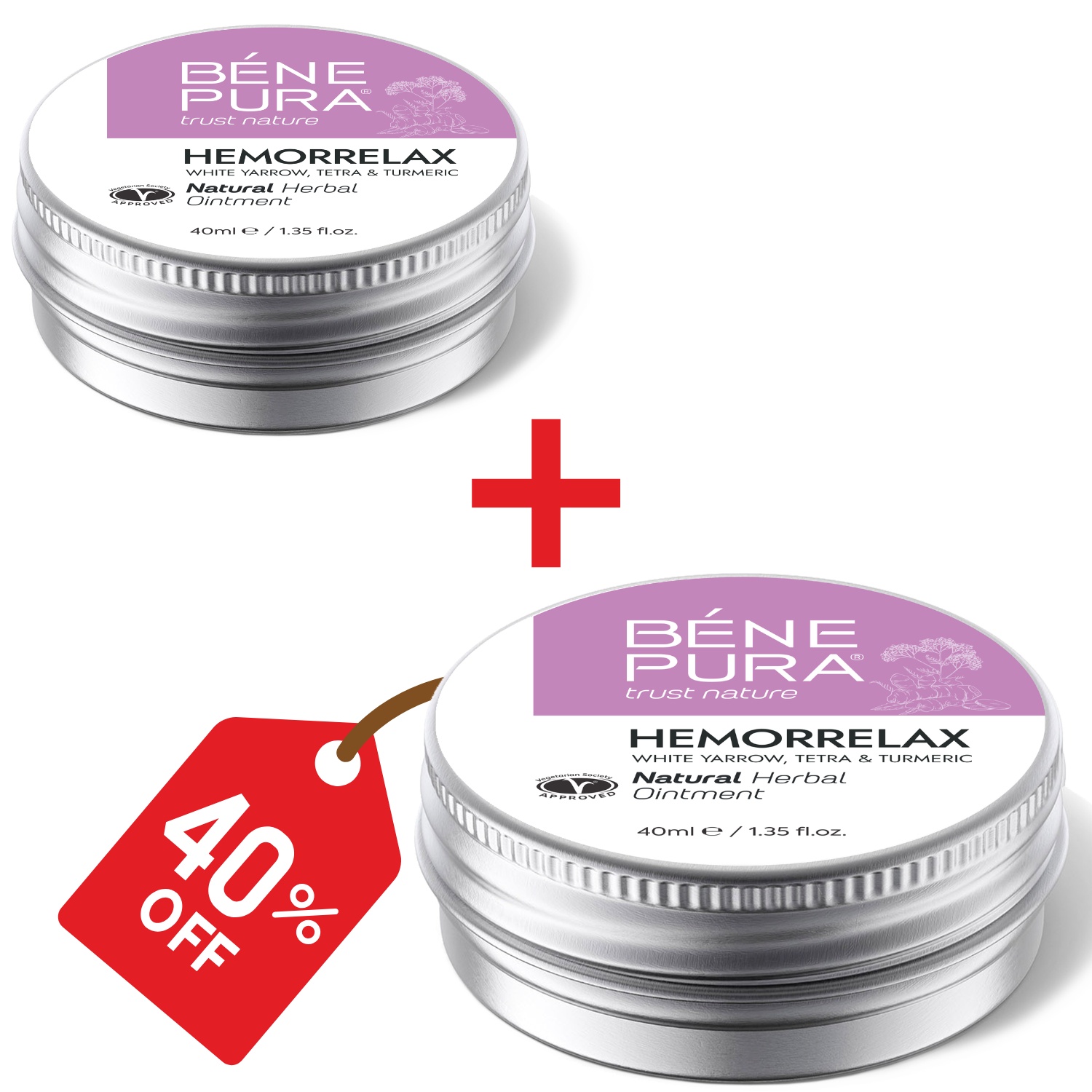 2x Hemorroidide Salv Valge Yarrow, Tetra ja Kurkumiga - 40ml - Toote võrdlus